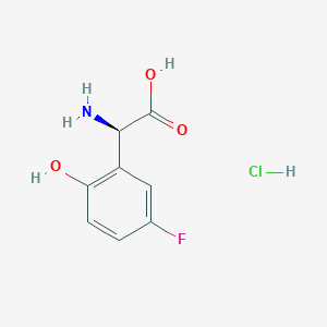Chemical structure of (R)-2-Amino-2-(5-fluoro-2-hydroxyphenyl)acetic acid hydrochloride