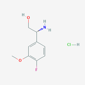 Chemical structure of (R)-2-Amino-2-(4-fluoro-3-methoxyphenyl)ethan-1-ol hydrochloride