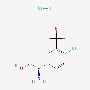 Chemical structure of (R)-2-Amino-2-(4-chloro-3-(trifluoromethyl)phenyl)ethanol hydrochloride