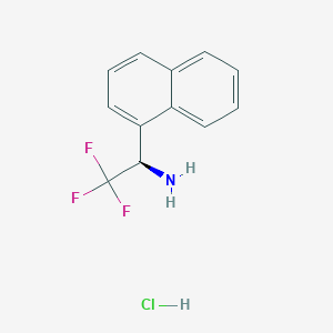 Chemical structure of (R)-2,2,2-TRIFLUORO-1-(NAPHTHALEN-1-YL)ETHAN-1-AMINE HCL