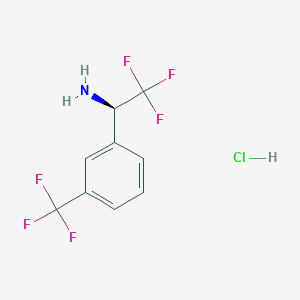 Chemical structure of (R)-2,2,2-Trifluoro-1-(3-(trifluoromethyl)phenyl)ethanamine hydrochloride