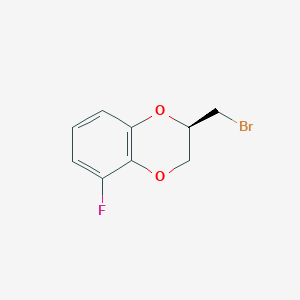 Chemical structure of (R)-2-(broMoMethyl)-5-fluoro-2,3-dihydrobenzo[b][1,4]dioxine