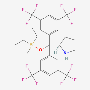 Chemical structure of (R)-2-(Bis(3,5-bis(trifluoromethyl)phenyl)((triethylsilyl)oxy)methyl)pyrrolidine