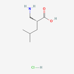 Chemical structure of (R)-2-(Aminomethyl)-4-methylpentanoic acid hydrochloride