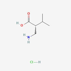 Chemical structure of (R)-2-(Aminomethyl)-3-methylbutanoic acid hydrochloride
