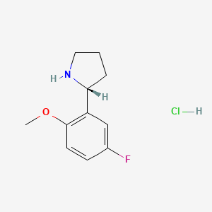 Chemical structure of (R)-2-(5-Fluoro-2-methoxyphenyl)pyrrolidine hydrochloride