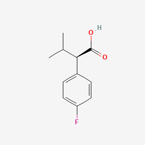Chemical structure of (R)-2-(4-Fluorophenyl)-3-methylbutanoic acid