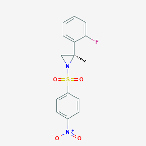 Chemical structure of (R)-2-(2-fluorophenyl)-2-methyl-1-((4-nitrophenyl)sulfonyl)aziridine