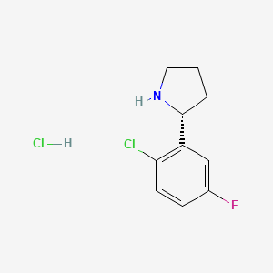 Chemical structure of (R)-2-(2-Chloro-5-fluorophenyl)pyrrolidine hydrochloride