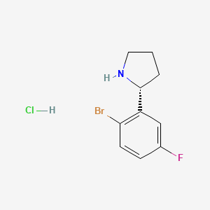 Chemical structure of (R)-2-(2-Bromo-5-fluorophenyl)pyrrolidine hydrochloride