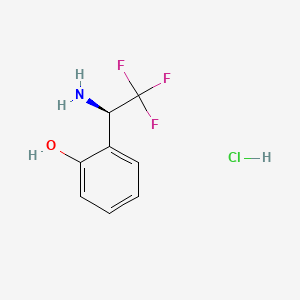 Chemical structure of (R)-2-(1-Amino-2,2,2-trifluoroethyl)phenol hydrochloride