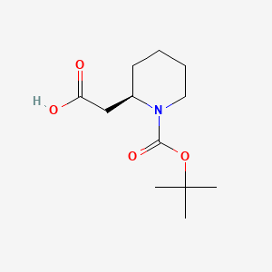 Chemical structure of (R)-2-(1-(tert-Butoxycarbonyl)piperidin-2-yl)acetic acid