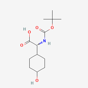 Chemical structure of a-(Boc-amino)-4-hydroxycyclohexaneacetic acid