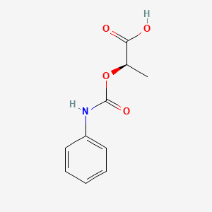 Chemical structure of (R)-2-((phenylcarbamoyl)oxy)propanoic acid