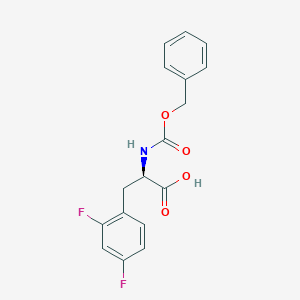 Chemical structure of (R)-2-(((Benzyloxy)carbonyl)amino)-3-(2,4-difluorophenyl)propanoic acid