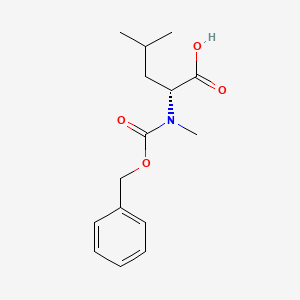Chemical structure of (R)-2-(((Benzyloxy)carbonyl)(methyl)amino)-4-methylpentanoic acid