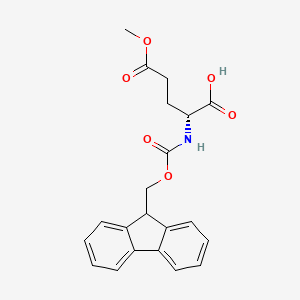Chemical structure of (R)-2-((((9H-Fluoren-9-yl)methoxy)carbonyl)amino)-5-methoxy-5-oxopentanoic acid