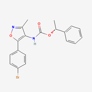 Chemical structure of (R)-1-Phenylethyl (5-(4-bromophenyl)-3-methylisoxazol-4-yl)carbamate
