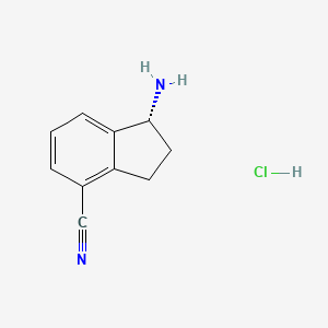 Chemical structure of (R)-1-Amino-2,3-dihydro-1H-indene-4-carbonitrile hydrochloride