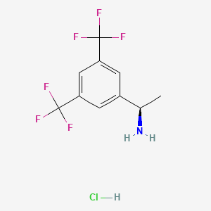 Chemical structure of (R)-1-[3,5-Bis(trifluoromethyl)phenyl]ethanamine Hydrochloride