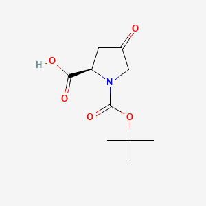 Chemical structure of (R)-1-(tert-Butoxycarbonyl)-4-oxopyrrolidine-2-carboxylic acid