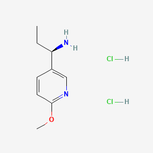Chemical structure of (R)-1-(6-Methoxypyridin-3-yl)propan-1-amine dihydrochloride