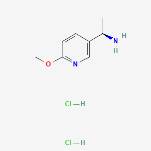 Chemical structure of (R)-1-(6-Methoxypyridin-3-yl)ethan-1-amine dihydrochloride