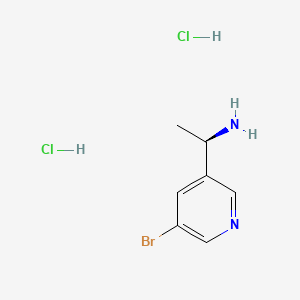 Chemical structure of (R)-1-(5-Bromopyridin-3-yl)ethanamine dihydrochloride