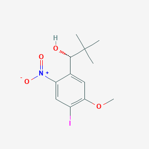 Chemical structure of (R)-1-(4-Iodo-5-methoxy-2-nitrophenyl)-2,2-dimethylpropan-1-ol