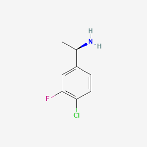 Chemical structure of (R)-1-(4-Chloro-3-fluorophenyl)ethanamine