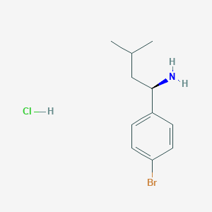 Chemical structure of (R)-1-(4-Bromophenyl)-3-methylbutan-1-amine hydrochloride