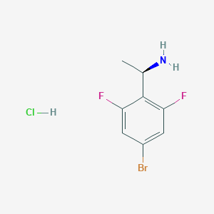 Chemical structure of (R)-1-(4-Bromo-2,6-difluorophenyl)ethan-1-amine hydrochloride