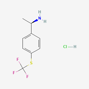 Chemical structure of (R)-1-(4-((Trifluoromethyl)thio)phenyl)ethanamine hydrochloride