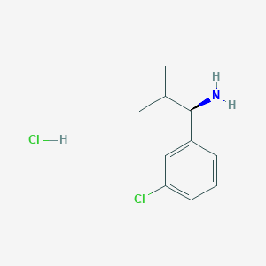 Chemical structure of (R)-1-(3-Chlorophenyl)-2-methylpropan-1-amine hydrochloride
