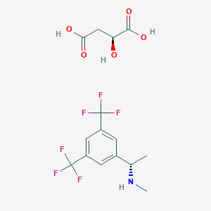 Chemical structure of (R)-1-(3,5-Bis(trifluoromethyl)phenyl)-N-methylethanamine (S)-2-Hydroxysuccinate