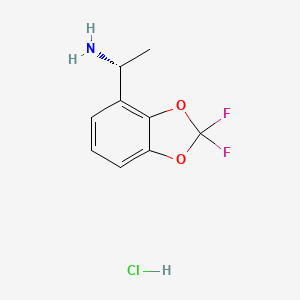 Chemical structure of (R)-1-(2,2-Difluorobenzo[d][1,3]dioxol-4-yl)ethanamine hydrochloride