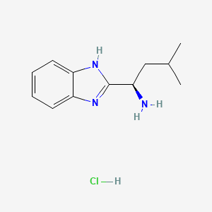 Chemical structure of (R)-1-(1H-Benzimidazol-2-yl)-3-methylbutylamine Hydrochloride