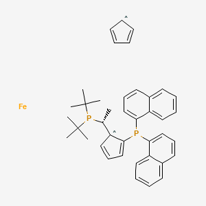 Chemical structure of (R)-1-((Sp)-2-[Di(1-naphthyl)phosphino]ferrocenyl)ethyldi-tert-butylphosphine