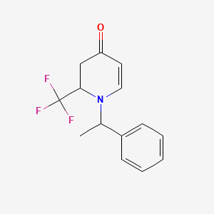 Chemical structure of (R)-1-((R)-1-phenylethyl)-2-(trifluoromethyl)-2,3-dihydropyridin-4(1H)-one