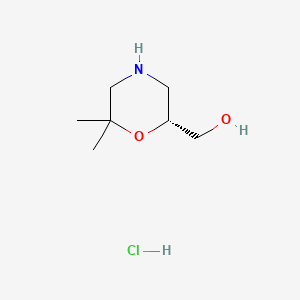 Chemical structure of (R)-(6,6-Dimethylmorpholin-2-yl)methanol hydrochloride