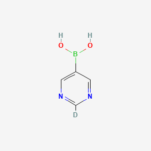 Chemical structure of (pyrimidin-5-yl-2-d)boronic acid