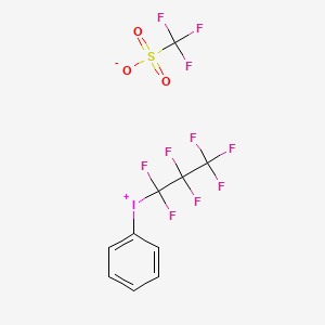 Chemical structure of (Perfluoropropyl)phenyliodonium Trifluoromethanesulfonate