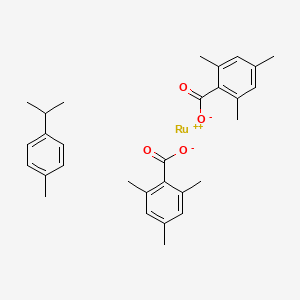 Chemical structure of (p-Cymene)bis(mesitylcarboxylato)ruthenium(II)