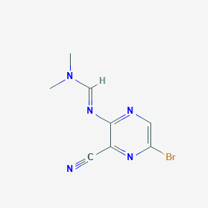 Chemical structure of (E)-N'-(5-Bromo-3-cyanopyrazin-2-yl)-N,N-dimethylformimidamide