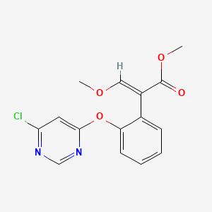Chemical structure of (E)-Methyl 2-(2-((6-chloropyrimidin-4-yl)oxy)phenyl)-3-methoxyacrylate