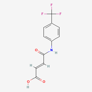 Chemical structure of (E)-4-oxo-4-((4-(trifluoromethyl)phenyl)amino)but-2-enoic acid