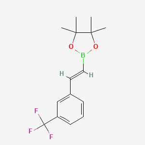 Chemical structure of (E)-4,4,5,5-tetramethyl-2-(3-(trifluoromethyl)styryl)-1,3,2-dioxaborolane