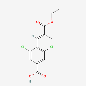 Chemical structure of (E)-3,5-Dichloro-4-(3-ethoxy-2-methyl-3-oxoprop-1-en-1-yl)benzoic acid