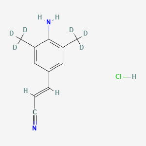 Chemical structure of (E)-3-(4-Amino-3,5-dimethylphenyl)acrylonitrile-d6 Hydrochloride