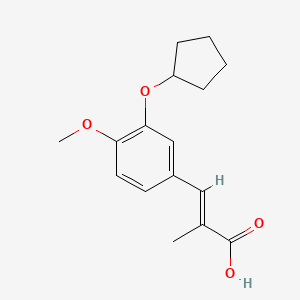 Chemical structure of (E)-3-(3-(cyclopentyloxy)-4-methoxyphenyl)-2-methylacrylic acid